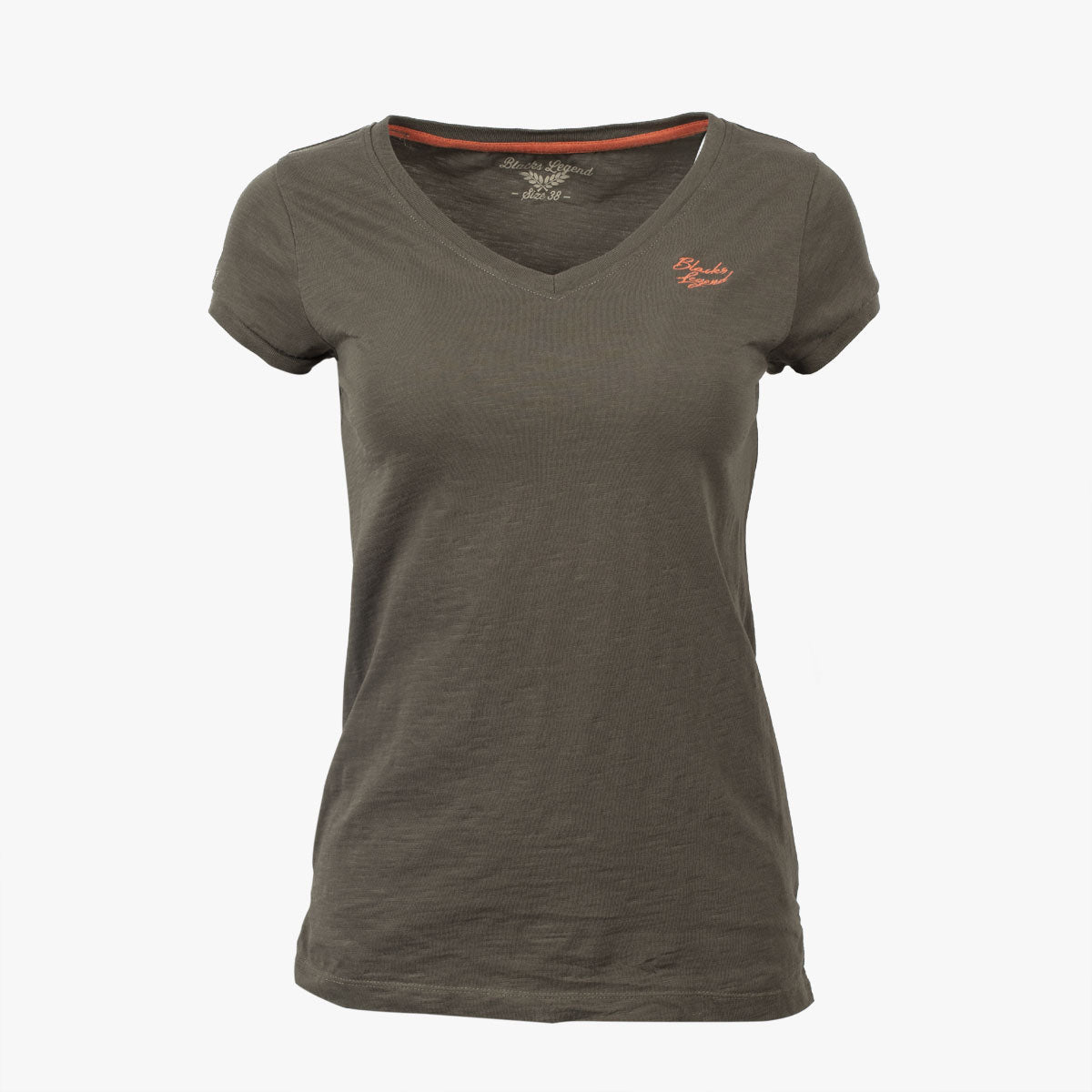 T-shirt femme kaki col en V Blacks Legend