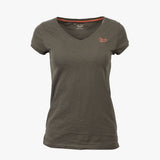 T-shirt femme kaki col en V Blacks Legend