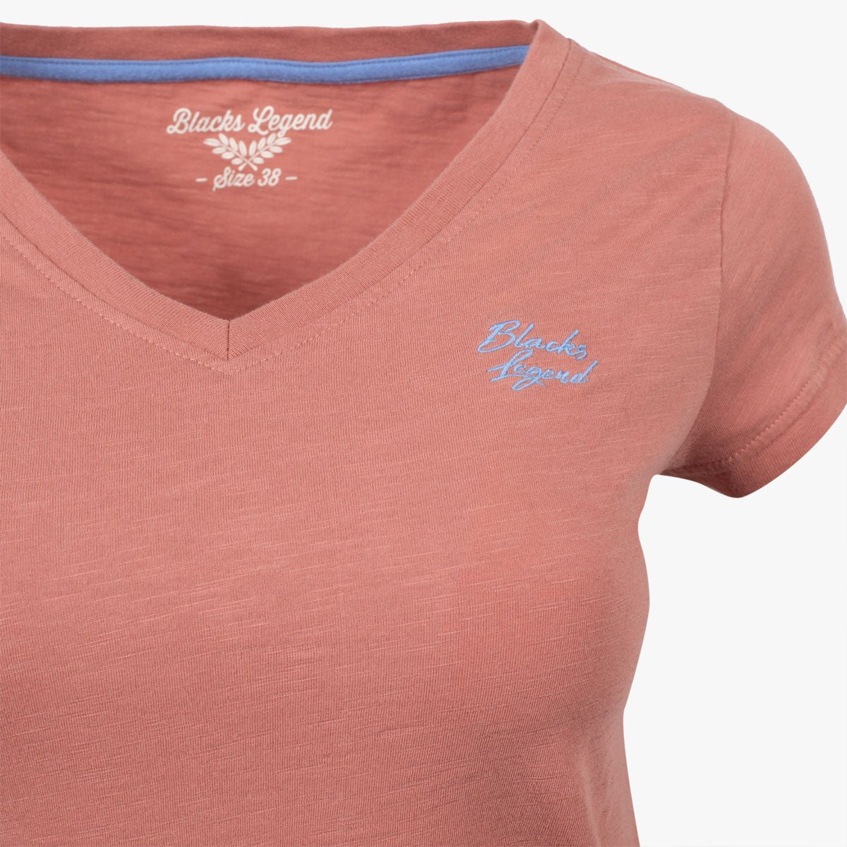 T-shirt femme rose col V Blacks Legend zoom broderie)